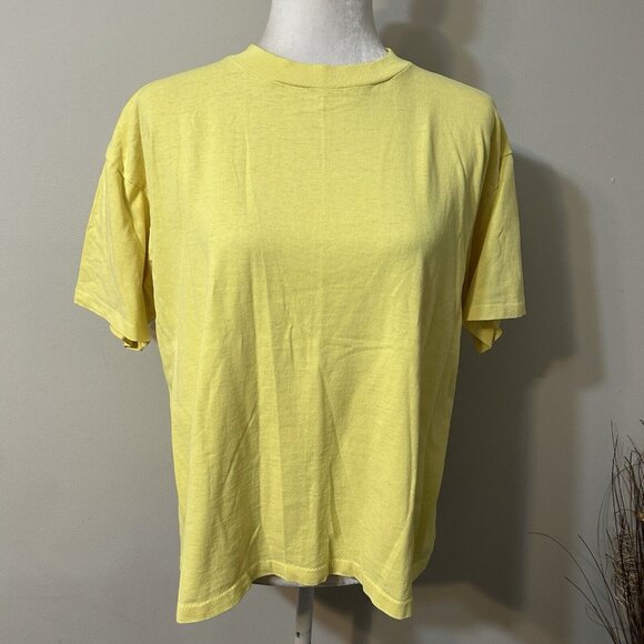 Vtg Fashion Gear Women Blank T-Shirt 90s Single Stitch Yellow USA Short Sleeve L - Picture 1 of 5